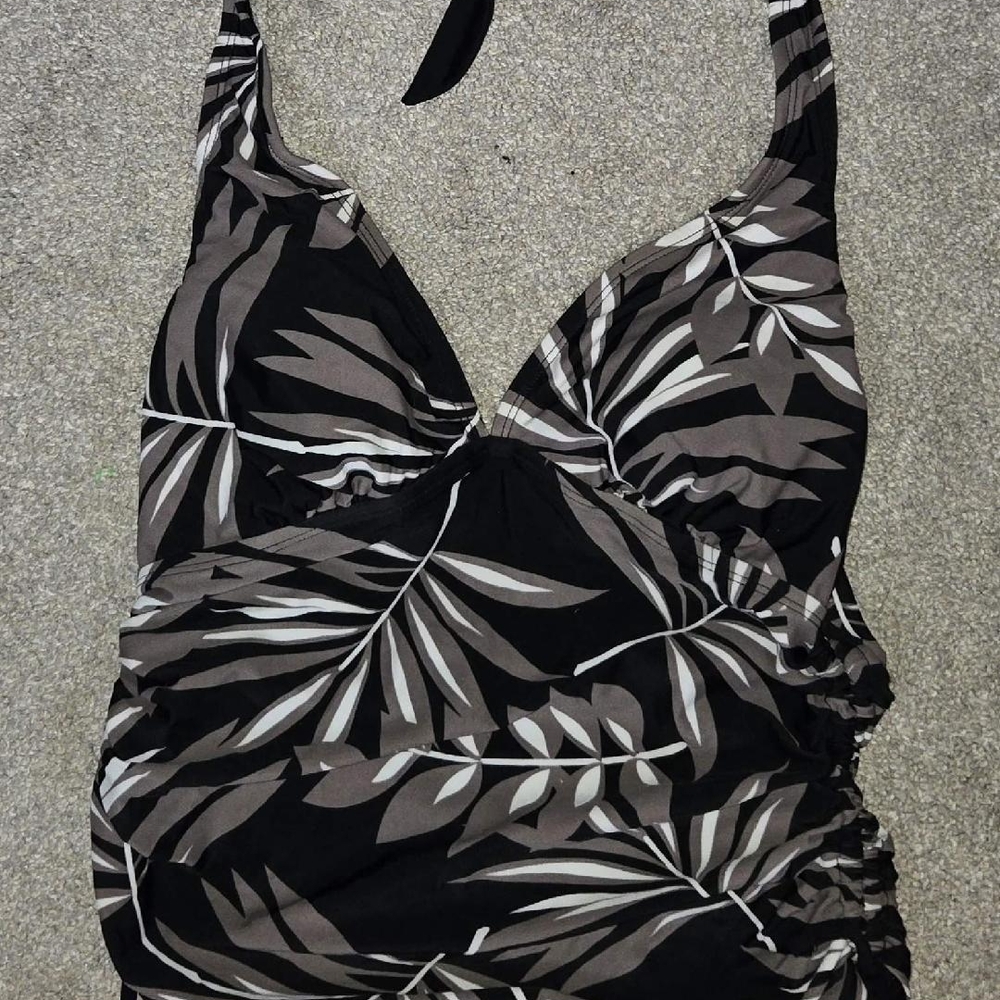 Merona Black and White Maternity Halter Swimsuit